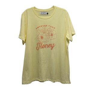 Cottagecore Butter Yellow Sz XL Sweeter Than Honey Floral Retro Boho Graphic Tee